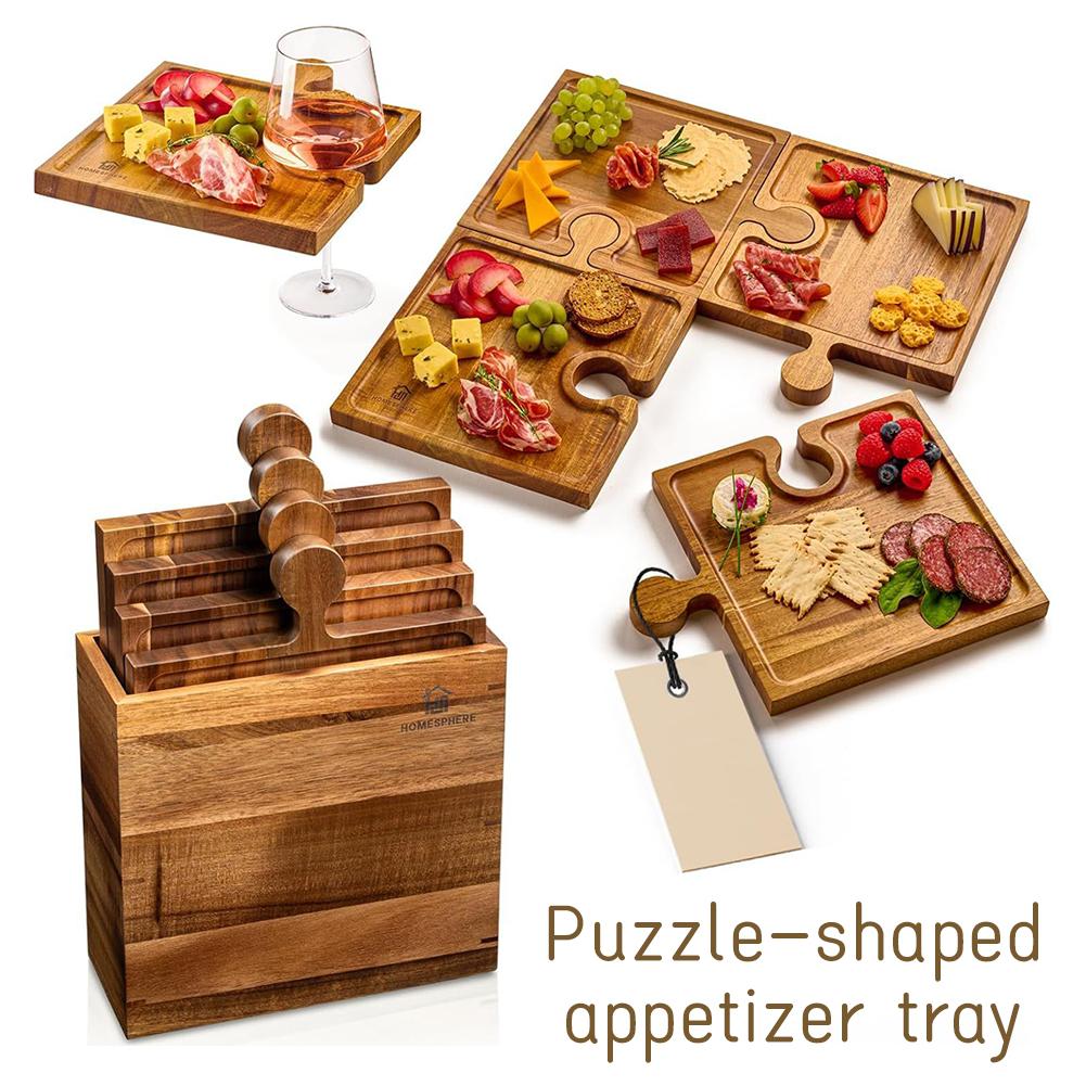 Camping Cooking Tool Set - Drewniana taca na przekąski w kształcie