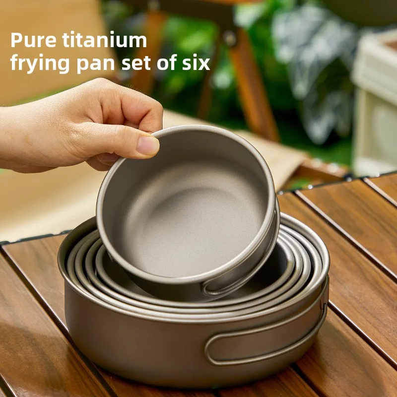 Camping Cooking Set With Bag - Zestaw tytanowych garnków na zewnątrz Zestaw